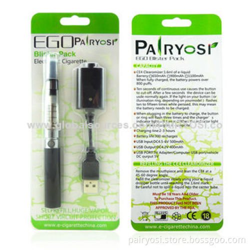 New eGo-HGB Battery Cell with One Year Warranty, Colorful Battery and Clear Atomizer